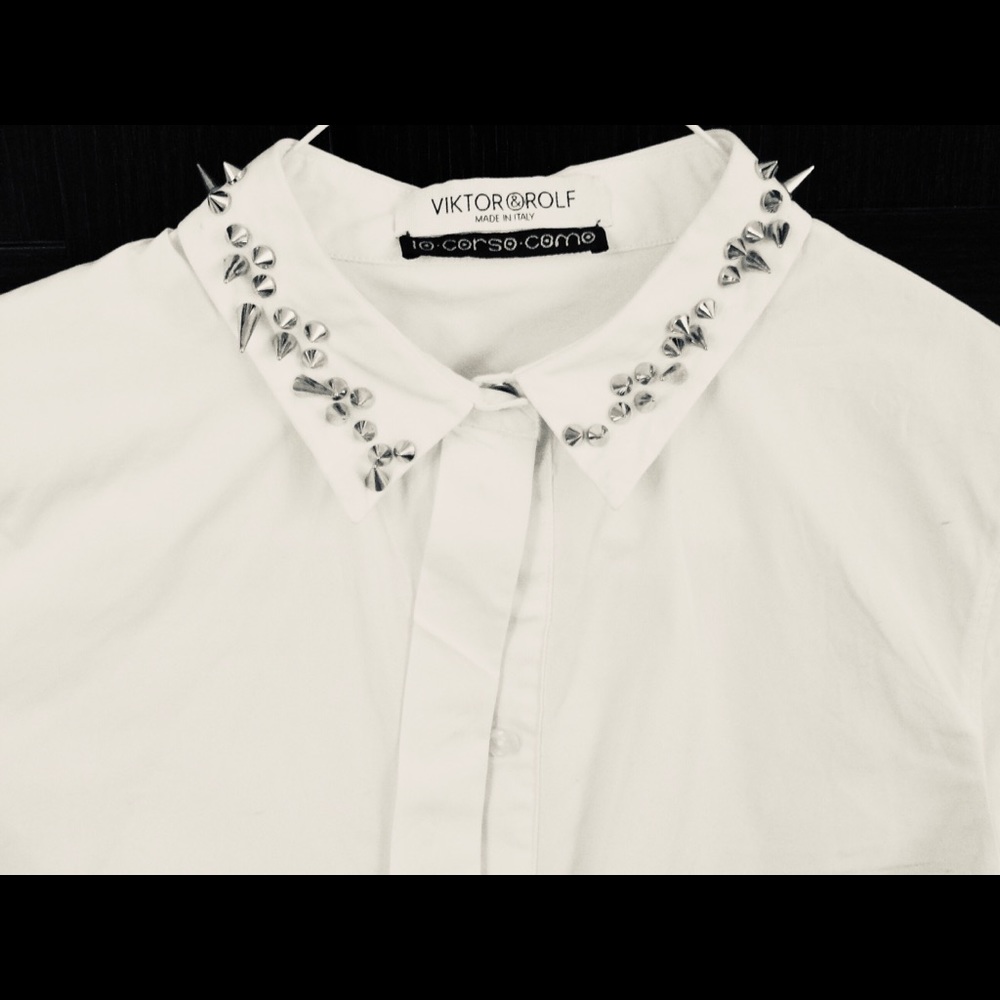 Viktor & Rolf White Spike Collar Button Down